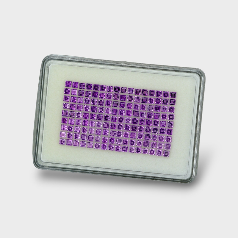African Amethyst 3mm Step Cut Square AAA Gemstones Parcel - 180331
