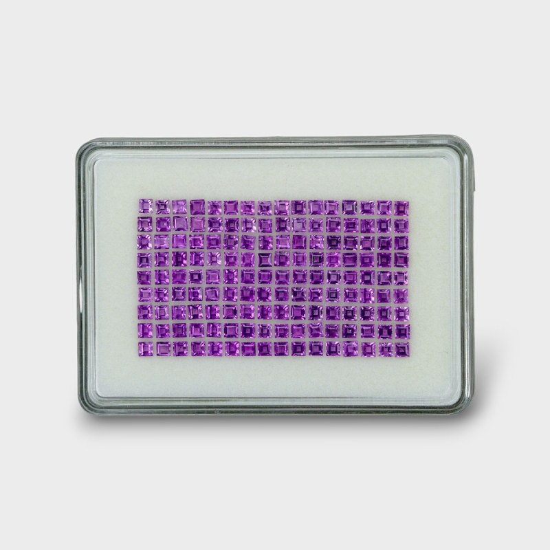 21.57 Cts. African Amethyst 3mm Step Cut Square Shape AAA Grade Gemstones Parcel - Total 144 Pc.