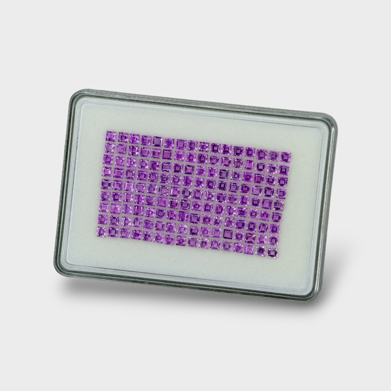 African Amethyst 3mm Step Cut Square AAA Gemstones Parcel - 180327