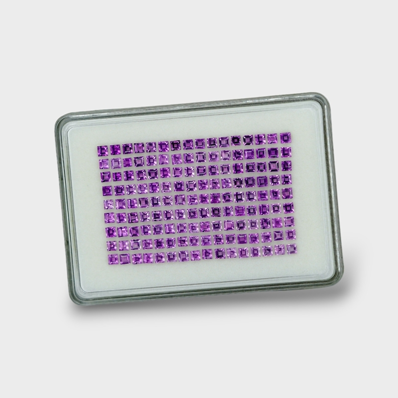 African Amethyst 3mm Step Cut Square AAA Gemstones Parcel - 180324