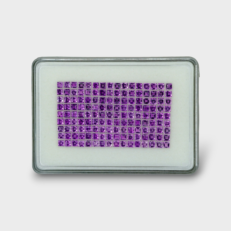 22.97 Cts. African Amethyst 3mm Step Cut Square Shape AAA Grade Gemstones Parcel - Total 144 Pc.