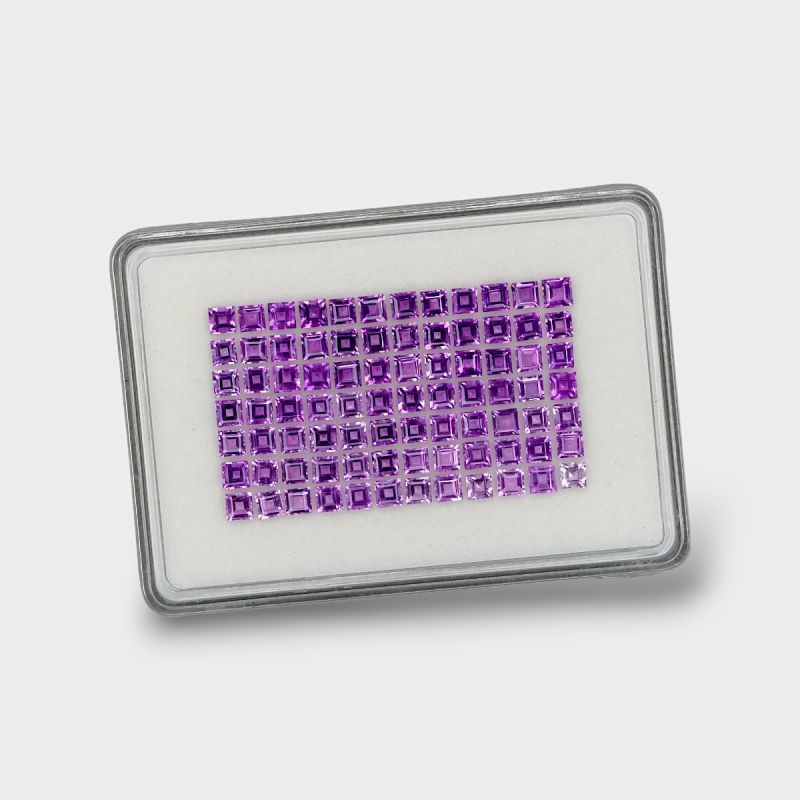 African Amethyst 4mm Step Cut Square AAA Gemstones Parcel - 180245
