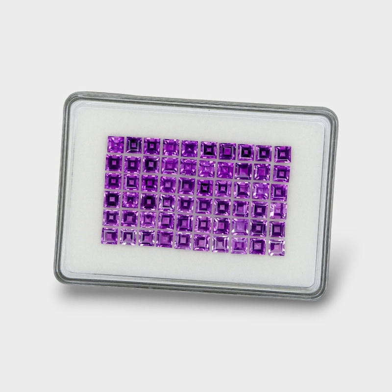 African Amethyst 5mm Step Cut Square AAA Gemstones Parcel - 180253
