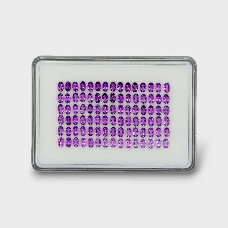 19.58 Cts. African Amethyst 5x3mm Faceted Oval Shape AAA Grade Gemstones Parcel - Total 90 Pc.