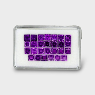 17.34 Cts. African Amethyst 5mm Step Cut Square Shape AAA Grade Gemstones Parcel - Total 27 Pc.
