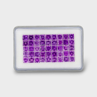 14.8 Cts. African Amethyst 4mm Step Cut Square Shape AAA Grade Gemstones Parcel - Total 45 Pc.