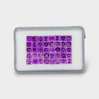 13.05 Cts. African Amethyst 4mm Step Cut Square Shape AA+ Grade Gemstones Parcel - Total 40 Pc.
