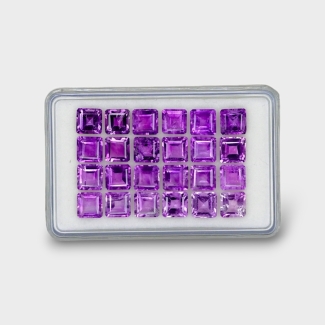 25.65 Cts. African Amethyst 6mm Step Cut Square Shape AA+ Grade Gemstones Parcel - Total 24 Pc.
