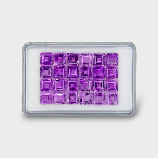 25.44 Cts. African Amethyst 6mm Step Cut Square Shape AA+ Grade Gemstones Parcel - Total 24 Pc.