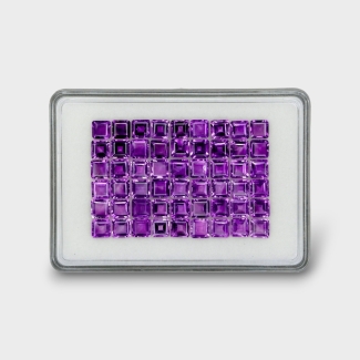 53.65 Cts. African Amethyst 6mm Step Cut Square Shape AA+ Grade Gemstones Parcel - Total 54 Pc.