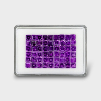 57.13 Cts. African Amethyst 6mm Step Cut Square Shape AA+ Grade Gemstones Parcel - Total 54 Pc.