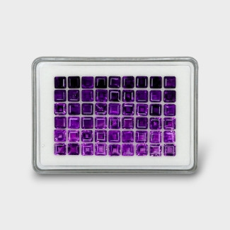 56.21 Cts. African Amethyst 6mm Step Cut Square Shape AA+ Grade Gemstones Parcel - Total 54 Pc.