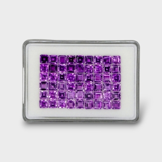 54.95 Cts. African Amethyst 6mm Step Cut Square Shape AA+ Grade Gemstones Parcel - Total 54 Pc.