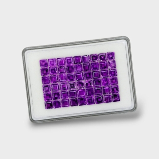 56.63 Cts. African Amethyst 6mm Step Cut Square Shape AA+ Grade Gemstones Parcel - Total 54 Pc.