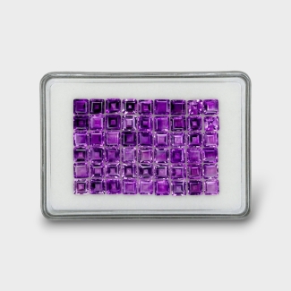 54.99 Cts. African Amethyst 6mm Step Cut Square Shape AA+ Grade Gemstones Parcel - Total 54 Pc.
