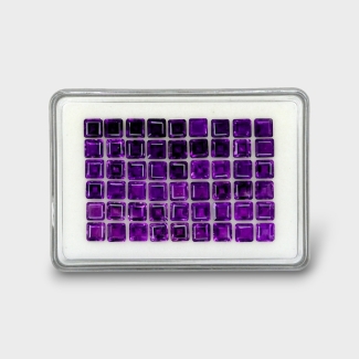 57.75 Cts. African Amethyst 6mm Step Cut Square Shape AA+ Grade Gemstones Parcel - Total 54 Pc.