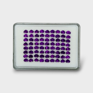 27.78 Cts. African Amethyst 6x4mm Faceted Heart Shape AA+ Grade Gemstones Parcel - Total 72 Pc.