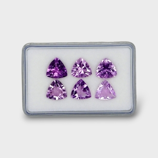 16.44 Cts. Brazilian Amethyst 10mm Faceted Trillion Shape AAA Grade Gemstones Parcel - Total 6 Pc.