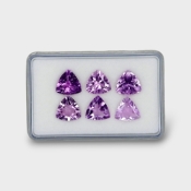 16.44 Cts. Brazilian Amethyst 10mm Faceted Trillion Shape AAA Grade Gemstones Parcel - Total 6 Pc.