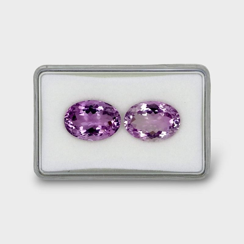 23.83 Cts. Brazilian Amethyst 18x13mm Faceted Oval Shape AA+ Grade Gemstones Parcel - Total 2 Pc.