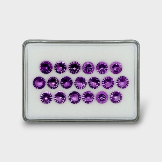41.9 Cts. Brazilian Amethyst 9mm Concave Cut Round Shape AAA+ Grade Gemstones Parcel - Total 19 Pc.