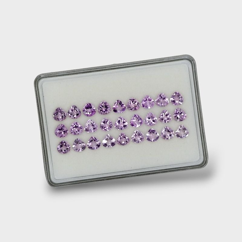 Brazilian Amethyst 7mm Faceted Heart AA+ Gemstones Parcel - 180399