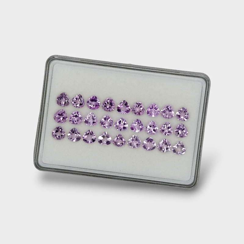 Brazilian Amethyst 7mm Faceted Heart AA+ Gemstones Parcel - 180399