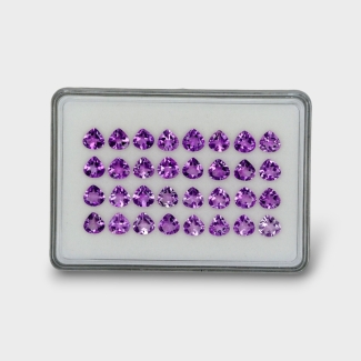 29.2 Cts. Brazilian Amethyst 7mm Faceted Heart Shape AAA Grade Gemstones Parcel - Total 32 Pc.
