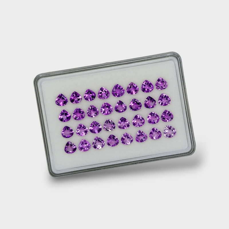 Brazilian Amethyst 7mm Faceted Heart AAA Gemstones Parcel - 180400