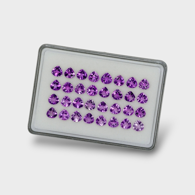 Brazilian Amethyst 7mm Faceted Heart AAA Gemstones Parcel - 180400