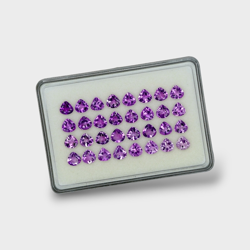 Brazilian Amethyst 7mm Faceted Heart AAA Gemstones Parcel - 180412