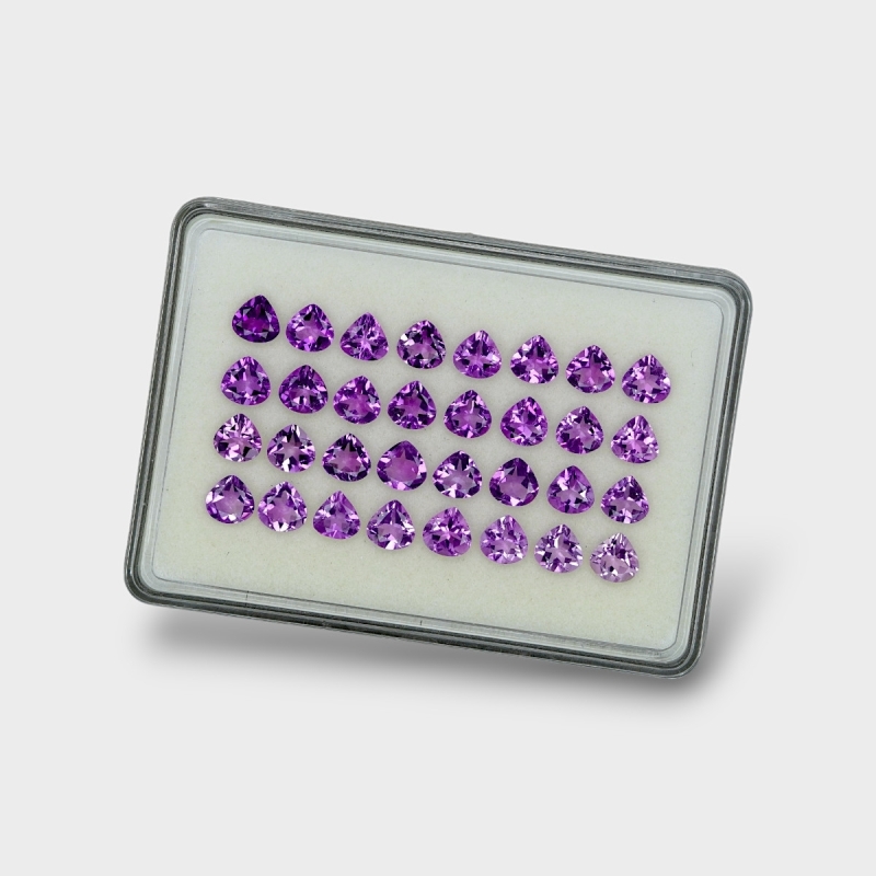 Brazilian Amethyst 7mm Faceted Heart AAA Gemstones Parcel - 180412