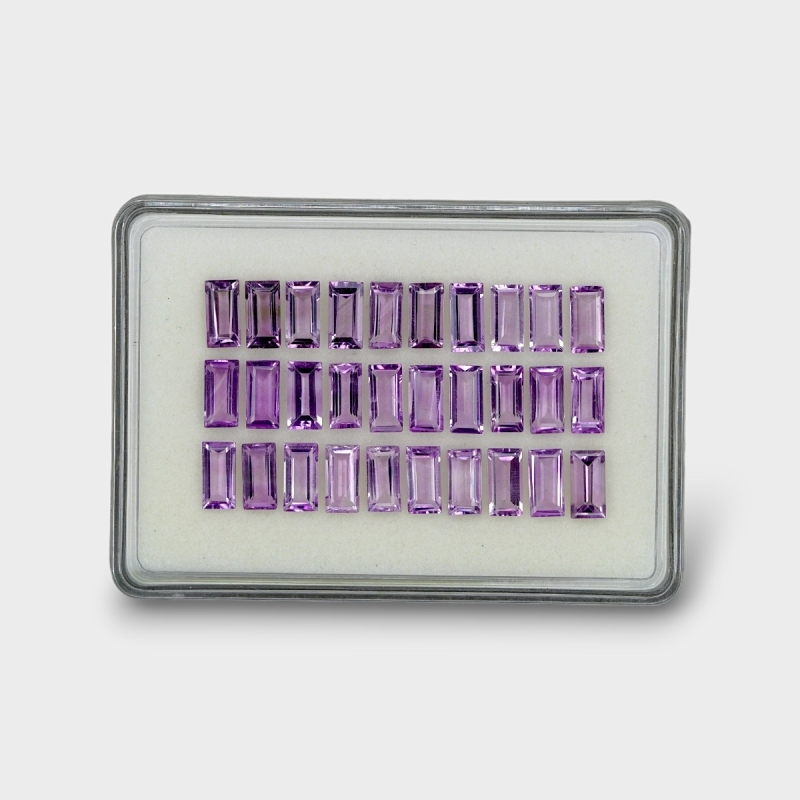 45.07 Cts. Brazilian Amethyst 10x5mm Step Cut Baguette Shape AAA Grade Gemstones Parcel - Total 30 Pc.