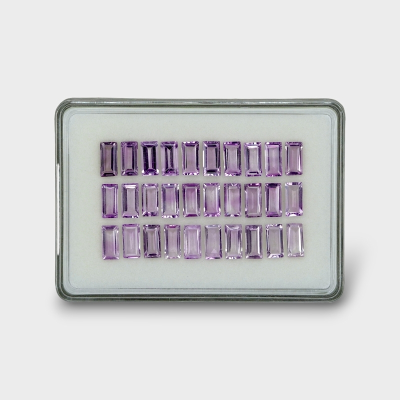 42.68 Cts. Brazilian Amethyst 10x5mm Step Cut Baguette Shape AA+ Grade Gemstones Parcel - Total 30 Pc.