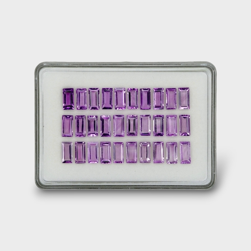 43.83 Cts. Brazilian Amethyst 10x5mm Step Cut Baguette Shape AAA Grade Gemstones Parcel - Total 30 Pc.