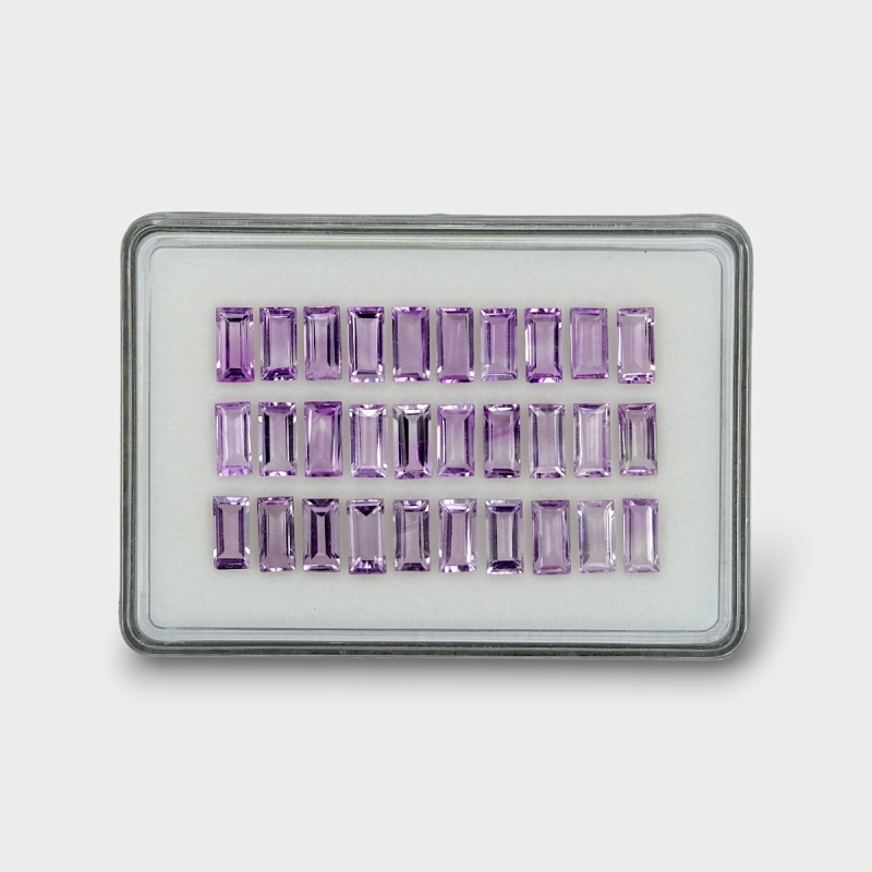 44 Cts. Brazilian Amethyst 10x5mm Step Cut Baguette Shape AAA Grade Gemstones Parcel - Total 30 Pc.