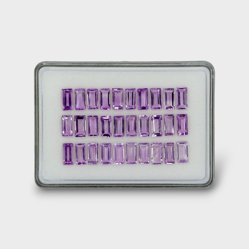 44.51 Cts. Brazilian Amethyst 10x5mm Step Cut Baguette Shape AAA Grade Gemstones Parcel - Total 30 Pc.