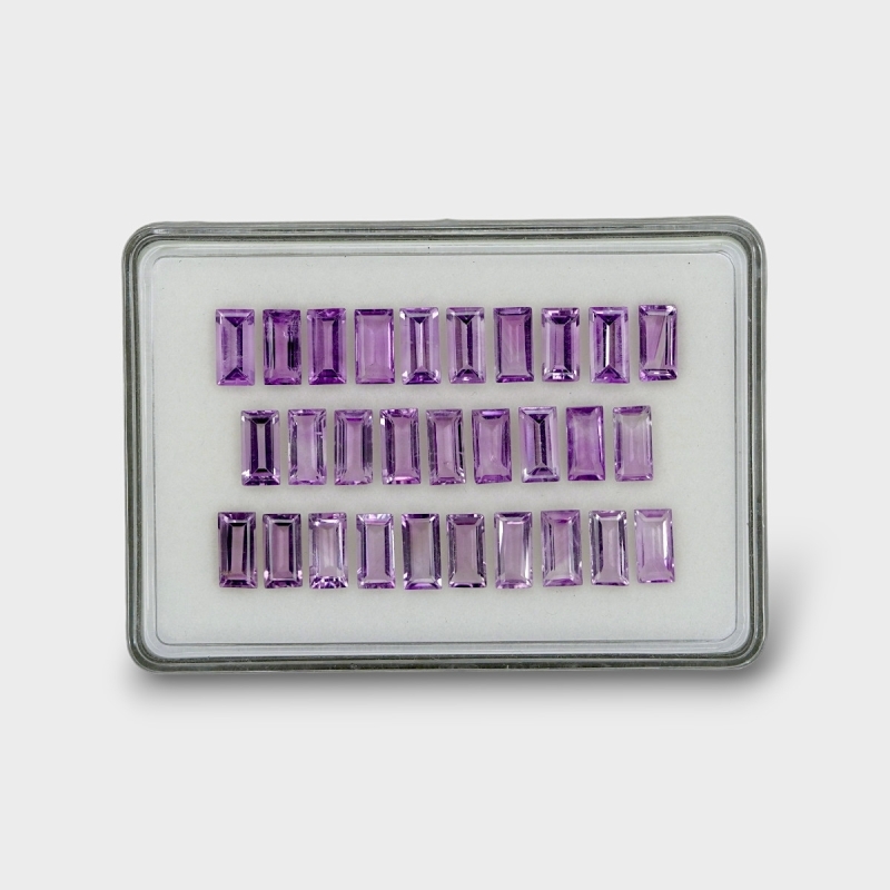 43.84 Cts. Brazilian Amethyst 10x5mm Step Cut Baguette Shape AAA Grade Gemstones Parcel - Total 29 Pc.