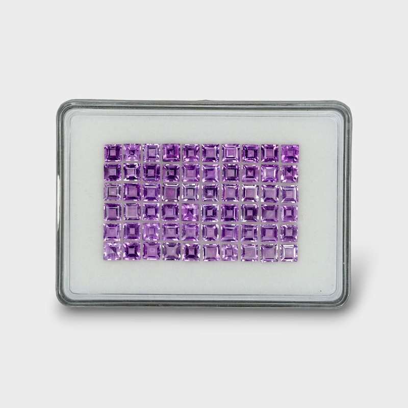 37.37 Cts. Brazilian Amethyst 5mm Step Cut Square Shape AAA Grade Gemstones Parcel - Total 60 Pc.