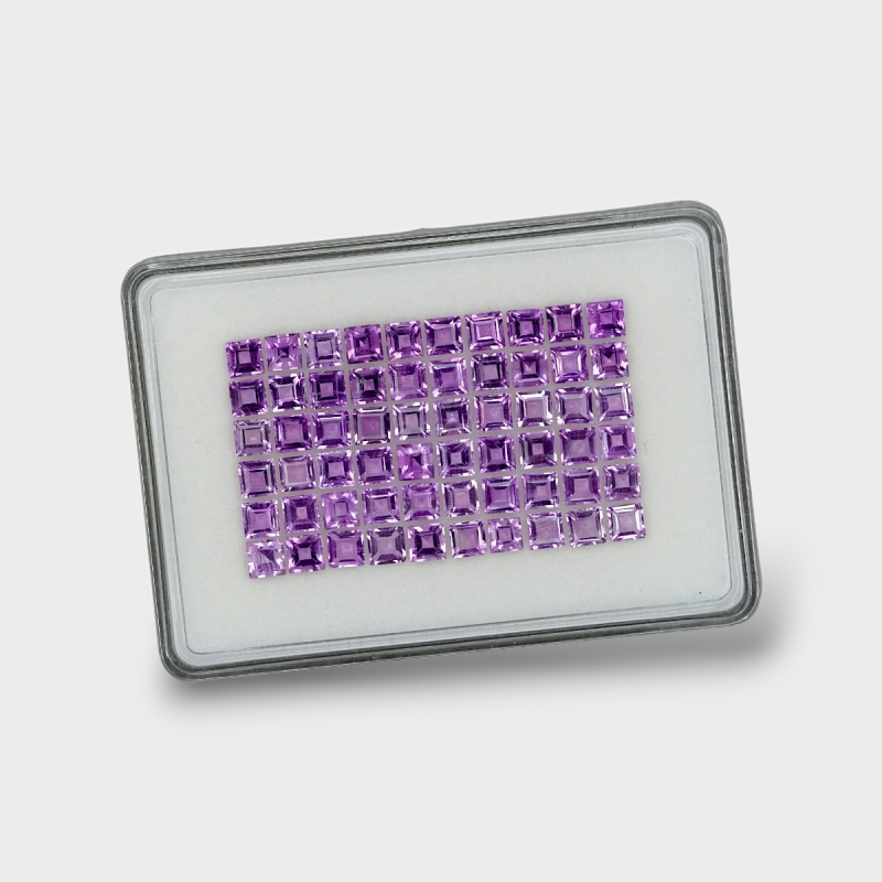 Brazilian Amethyst 5mm Step Cut Square AAA Gemstones Parcel - 180249