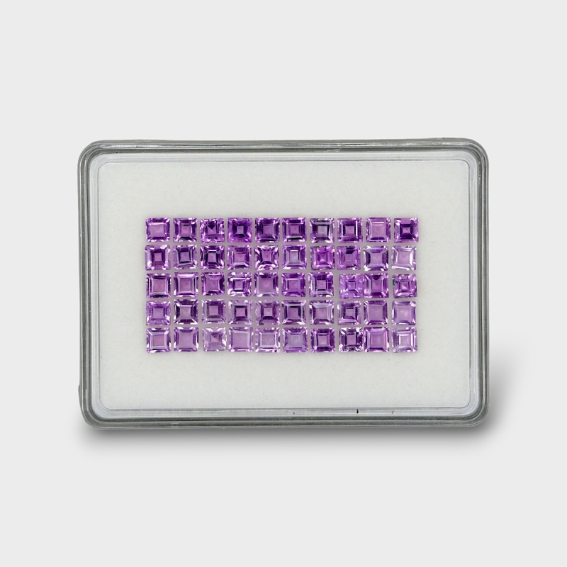 31.96 Cts. Brazilian Amethyst 5mm Step Cut Square Shape AAA Grade Gemstones Parcel - Total 50 Pc.