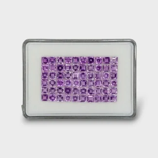 37.59 Cts. Brazilian Amethyst 5mm Step Cut Square Shape AAA Grade Gemstones Parcel - Total 60 Pc.