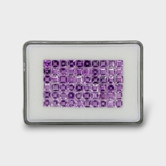 35.72 Cts. Brazilian Amethyst 5mm Step Cut Square Shape AAA Grade Gemstones Parcel - Total 60 Pc.