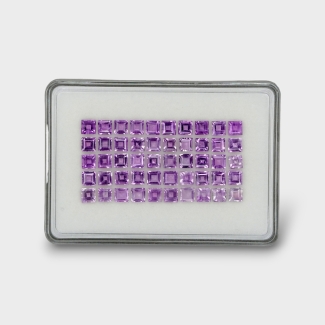 30.76 Cts. Brazilian Amethyst 5mm Step Cut Square Shape AAA Grade Gemstones Parcel - Total 50 Pc.