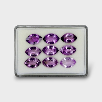 77.9 Cts. Brazilian Amethyst 19x12mm Faceted Marquise Shape AAA Grade Gemstones Parcel - Total 9 Pc.