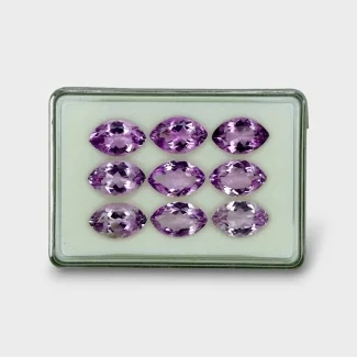 92.25 Cts. Brazilian Amethyst 19x12mm Faceted Marquise Shape AAA Grade Gemstones Parcel - Total 9 Pc.