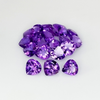19.65 Cts. African Amethyst 7mm Faceted Heart Shape AA+ Grade Gemstones Parcel - Total 21 Pc.