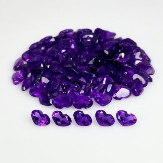 42.8 Cts. African Amethyst 6x4mm Faceted Heart Shape AA+ Grade Gemstones Parcel - Total 109 Pc.