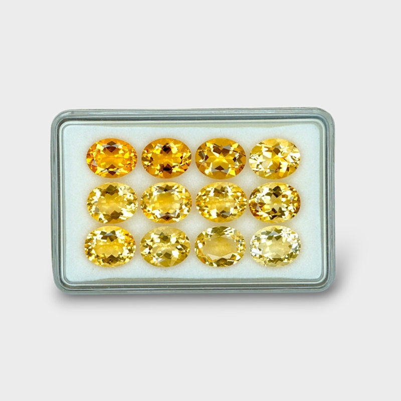 29.93 Cts. Citrine 10x8mm Faceted Oval Shape AA+ Grade Gemstones Parcel - Total 12 Pc.