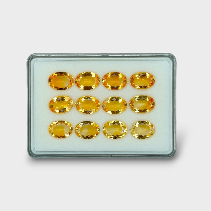 53.28 Cts. Citrine 14x10mm Faceted Oval Shape AA+ Grade Gemstones Parcel - Total 12 Pc.